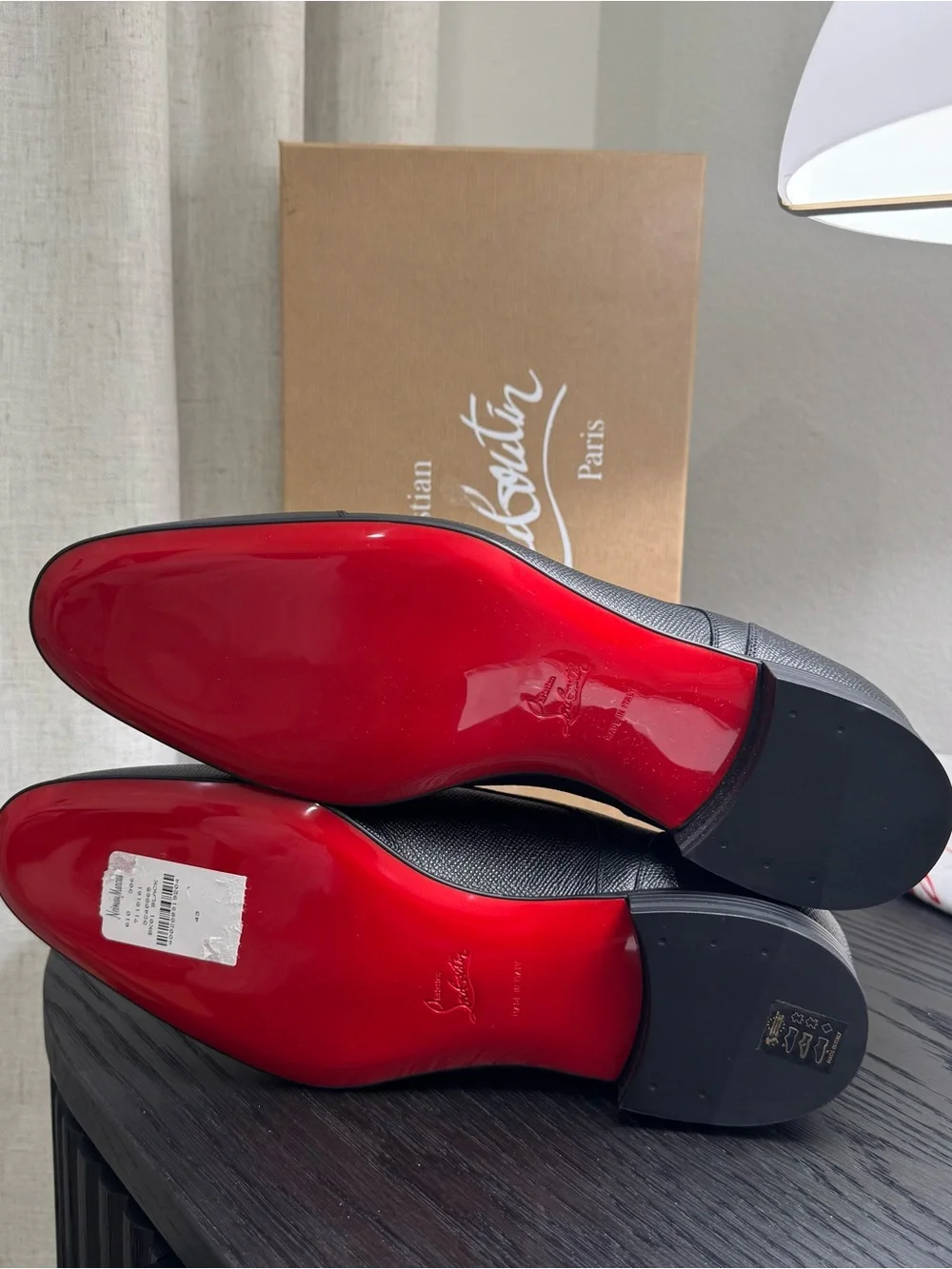 Christian Louboutin Surcity Lace-Up Dress Shoes Leather Black 43
